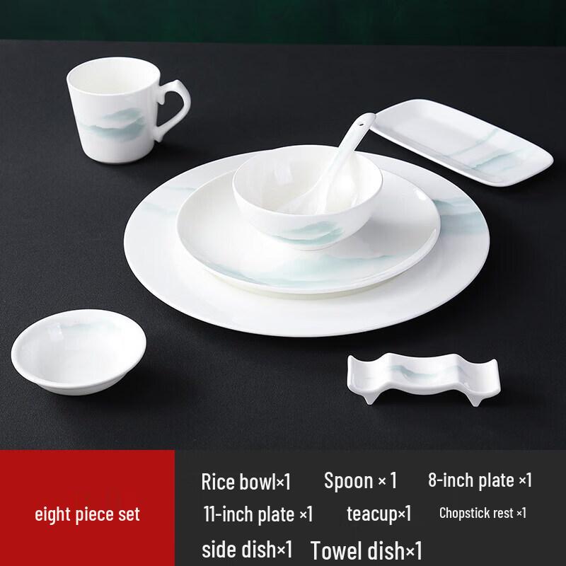 Green Fishing Boat Ceramic Tableware Set
