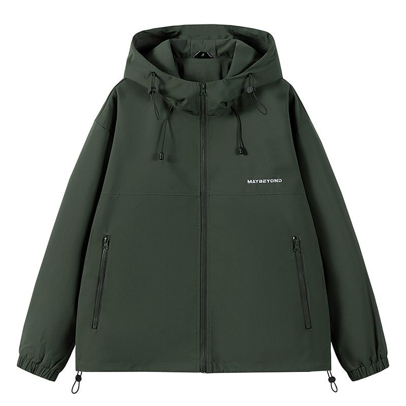 

Мужская рабочая куртка, свободная куртка с капюшоном и несколькими карманами, мужская ветровка для занятий спортом на открытом воздухе, ветрозащитная однотонная куртка XXXL