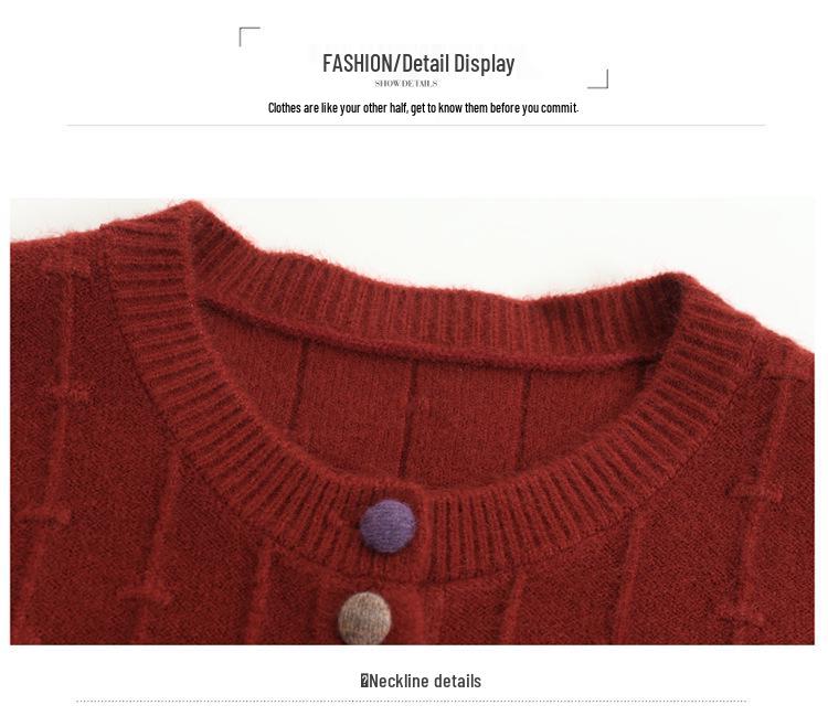 Counter Brand Women's Wool Knit Cardigan Short Jacket - Loose Fit, Autumn/Winter 2025 Style