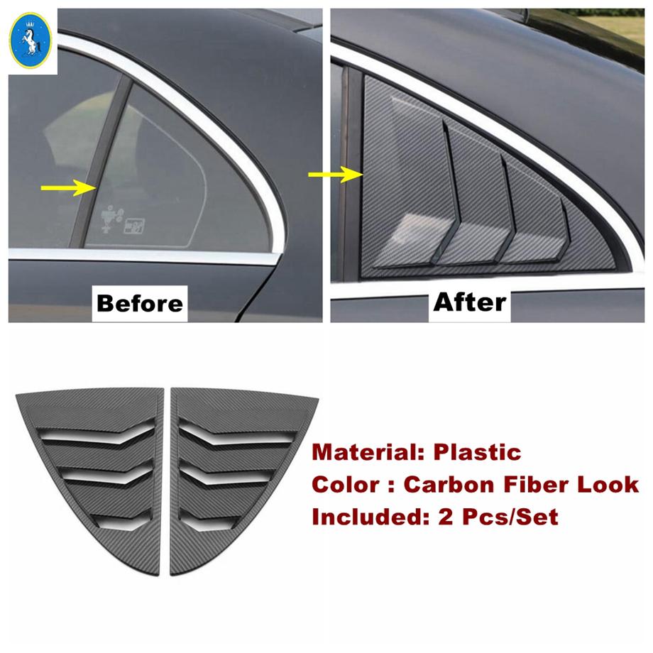 Black / Carbon Fiber Rear Window Louvers Spoiler Panel Cover Trim Accessories For Benz A Class W177 A200 A220 Sedan  - 2024