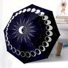 "Starry Night Moon Phases Wall Art Decor" Umbrella, Cute Umbrella with Cute Design, Portable 3-Fold Compact Umbrella for Men & Women, Valentine's Day