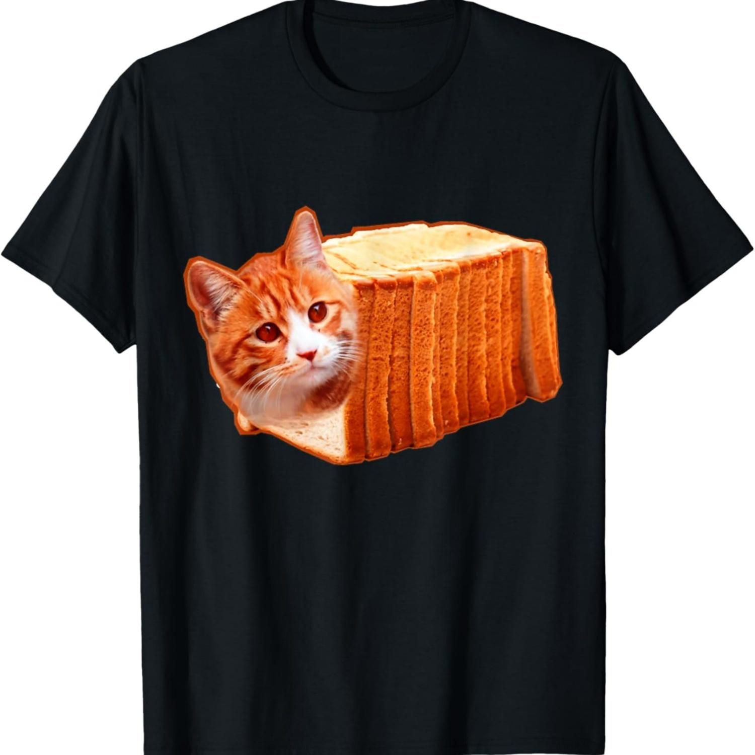 

Funny Fat Orange Cat Bread Meme T-Shirt S чёрный
