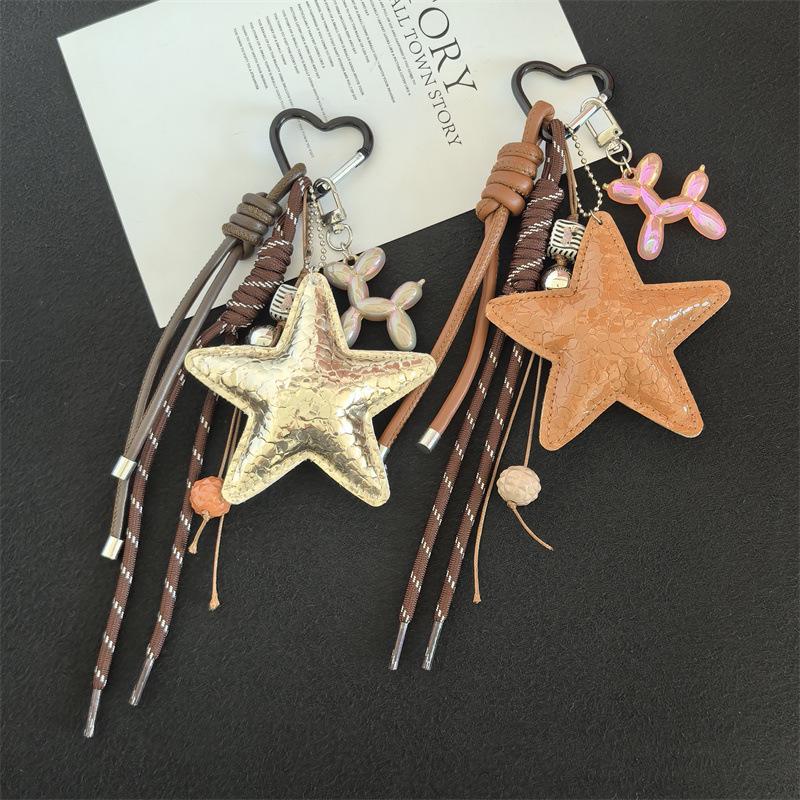 Korean Five-Pointed Star Luxury Keychain Charm