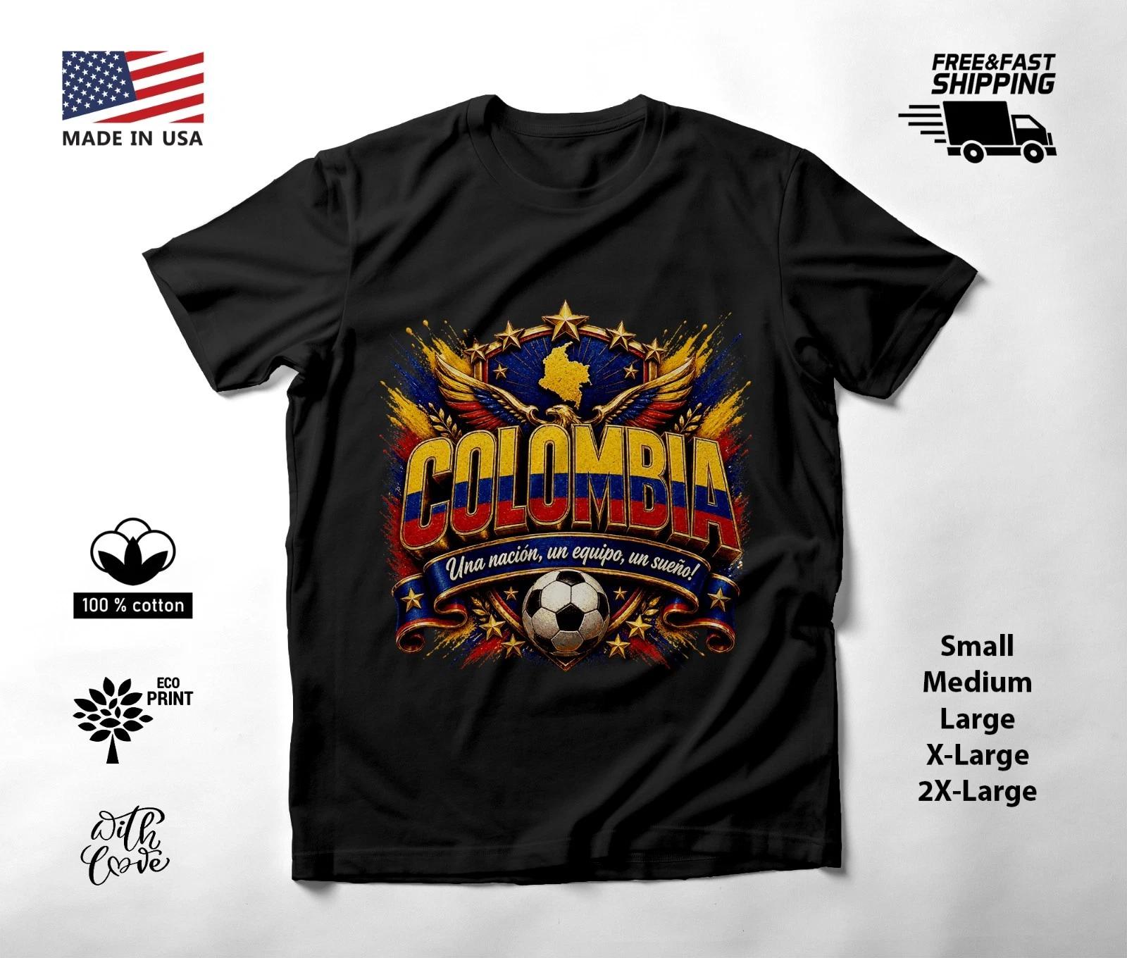 COLOMBIA - NEW World Cup 2026 Football Soccer Fans Black T-Shirt Tee Shirt XXXXL