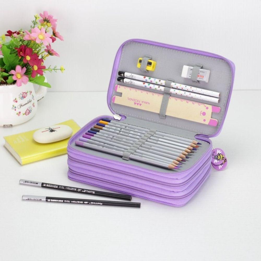 52-Hole Pen Bag Color Art Drawing Pen Organizer Large Capacity Stationery Storage Bag Students