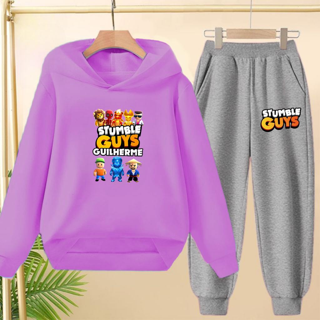 Felpa con cappuccio per bambini 3-12 anni Stampa Anime GUYS Cappotto Affascinante Felpa+Pantaloni Bambini Ragazze Neonato Set Trendy per il Tempo Libero