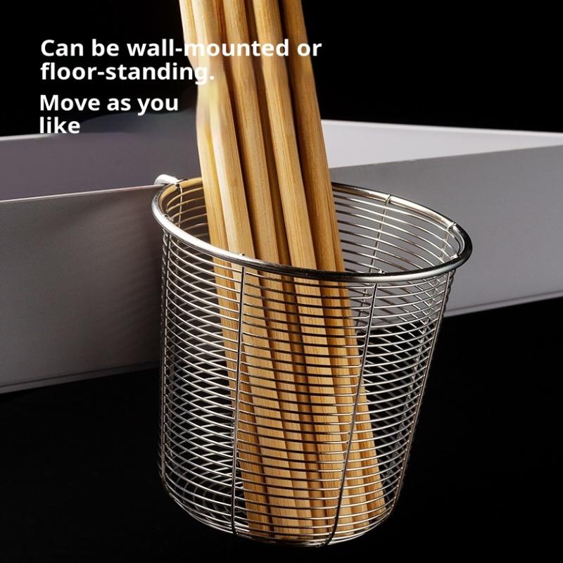 Stainless Steel Chopsticks Holder Cutlery Organizer Utensil Drainer Round Chopstick Cage Fork Spoon Storage Flatware Drying Rack
