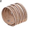 Women's Multilayer Wrap Rivet Rhinestone Suede Cuff Bangle Wristband Bracelet ADM