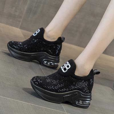Damen Einzelschuhe neue Damenschuhe Mode Strass Innenhöhe Erhöhung dicke Sohle Luftpolster Freizeitschuhe Damen