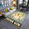 Retro Style Rug with "Save Water Drink Gin" Print, Gin Glass Design Suitable for Use As an Anti-slip for Living Room Bedroom Sofas