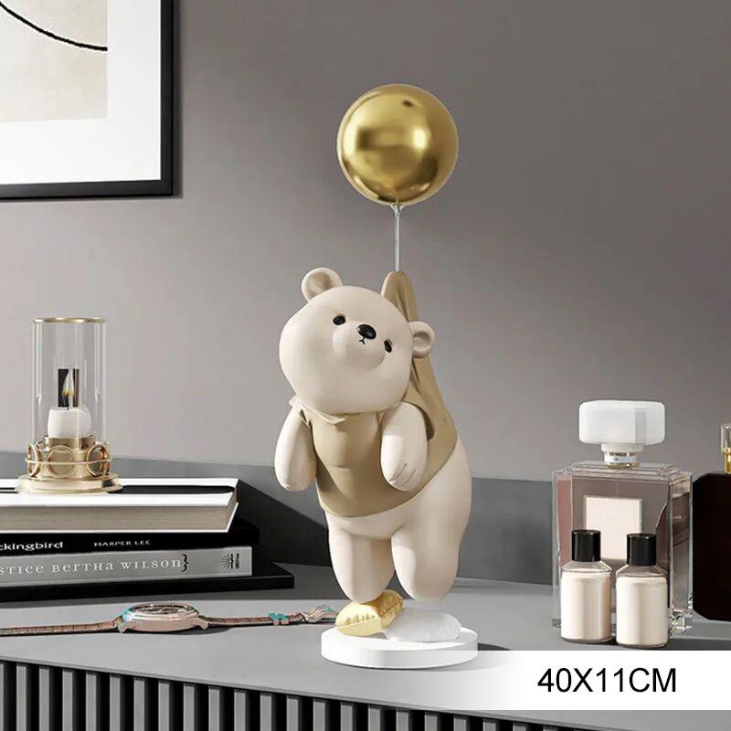 Resin Balloon Bear Figurines Decoration Home Room Table Statue Accessories Hotel Office Desk Sculpture Ornaments Birthday Gifts