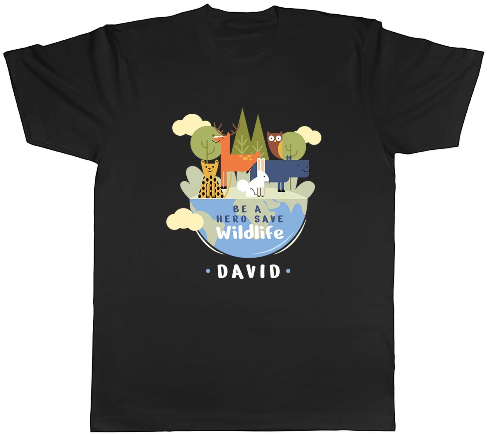 Personalised Be a Hero Save Wildlife Animals Mens T-Shirt Tee Gift Top L