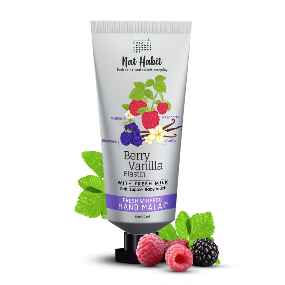 Nat Habit Berry Vanilla Hand Cream Fresh Whipped Malai Shea Butter For Smooth Supple Hands Deep Moisturization 30 Ml Pack