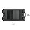 Pre-Seasoned Cast Iron Reversible Rectangular Grill Two-in-one Griddle 20 X10 Inch For Fried Steak and Fried Egg Frying Pan