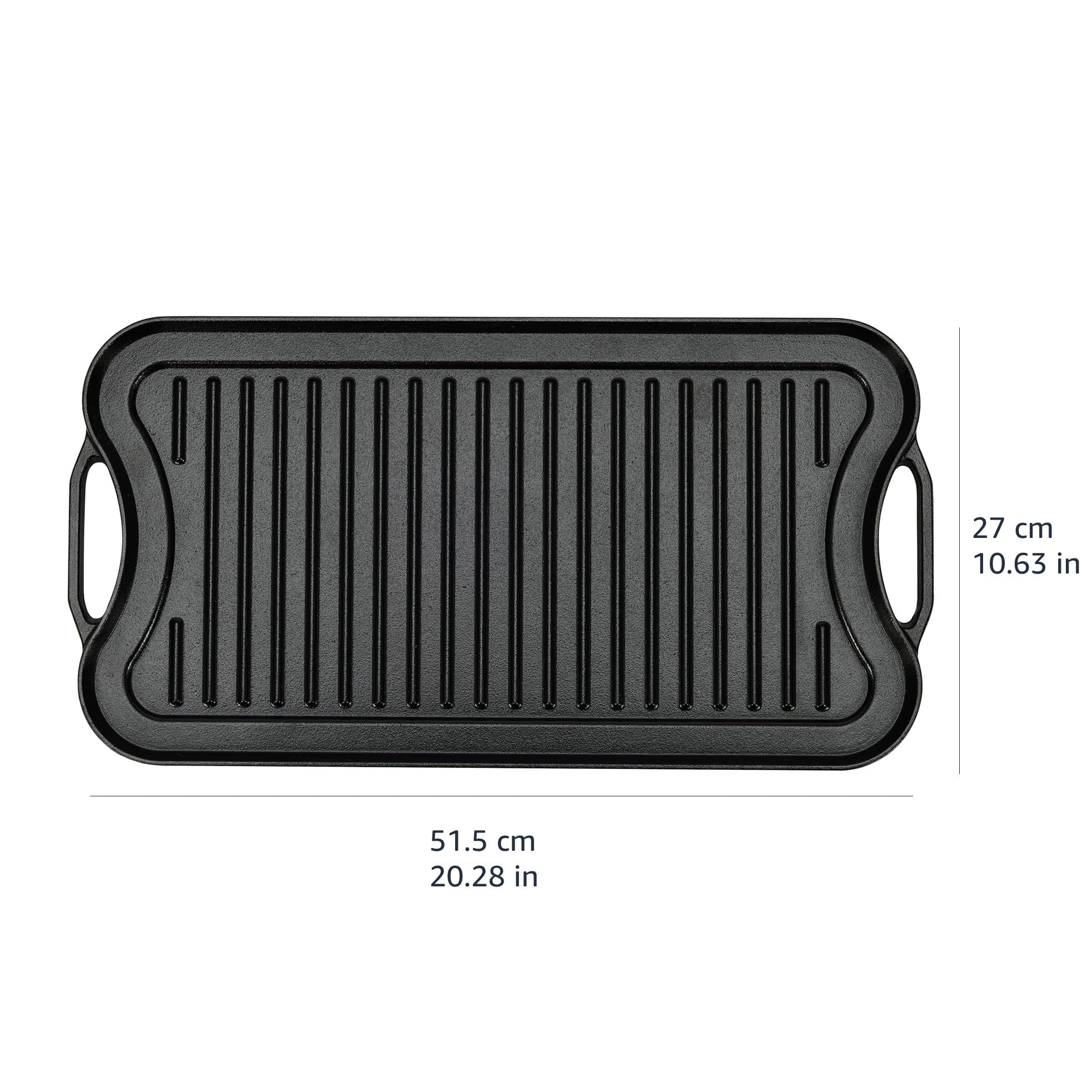 

Pre-Seasoned Cast Iron Reversible Rectangular Grill Two-in-one Griddle 20 x10 inch For Fried steak and Fried Egg Frying pan