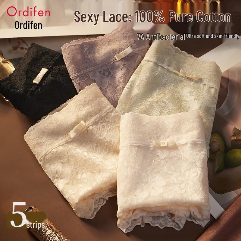 

Audifen Женские кружевные бесшовные трусы с хлопковой ластовицей, 5 штук XL