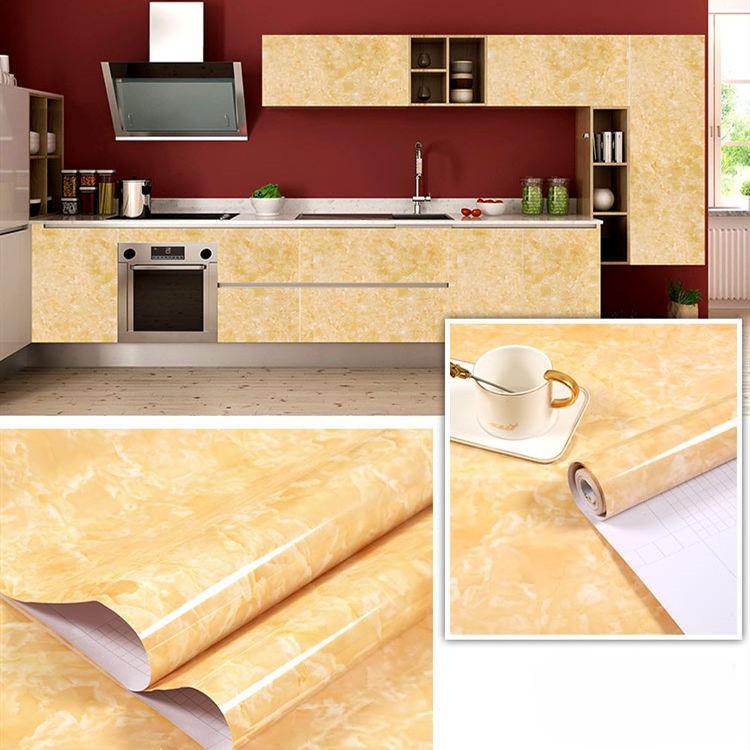 Self Adhesive Oil-proof Water-proof Heat-resistant - 1 Roll 0.12mm Thick - Marble Pattern PVC Wallpaper - Easy To Install Kitchen Wall Stickers