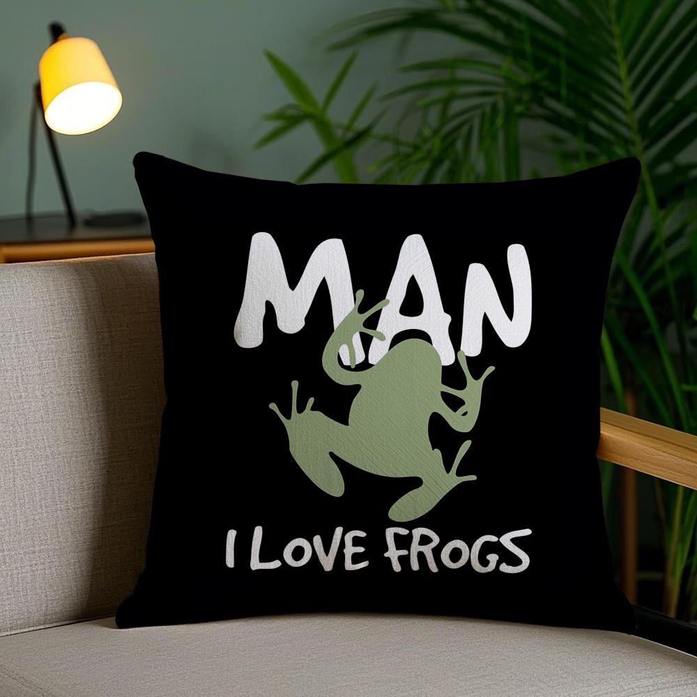 Man I Love Frogs Milf Cushion Cover Plush Fabric Soft Double-Sided Printed Invisible Zipper Sofa Pillow Case Home Decor