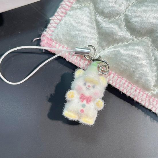Bag Pendant Lightweight Mini Bear Charm Keychain with Soft Flocking Texture Lanyard Phone Bag Gift Accessory