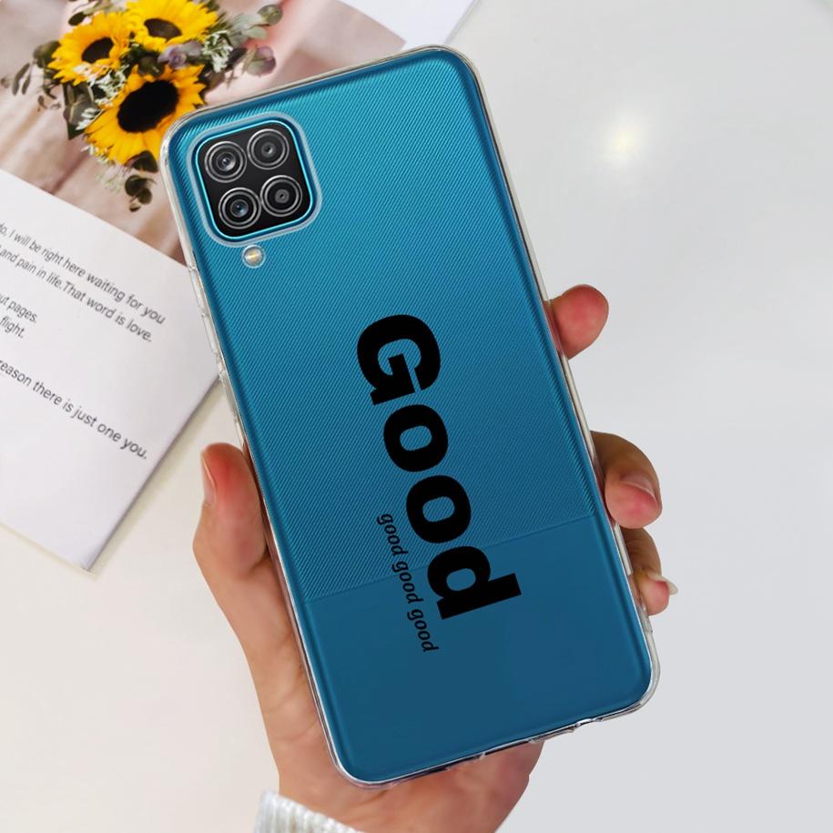 For Samsung Galaxy A12 Case Transparent Cover Fashion Flower Slim Soft TPU Phone Case For Samsung A12 SM-A125F M12 F12 A 12 Capa