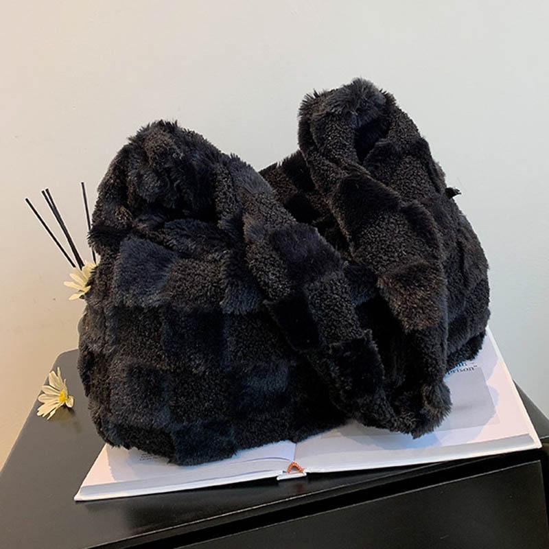 

Плюшевая сумка Большая вместительная сумка Женская сумка Большая сумка Модная женская сумка с верхней ручкой 2023 Зимняя повседневная плюшевая сумка через плечо подмышками Большая сумка хаки