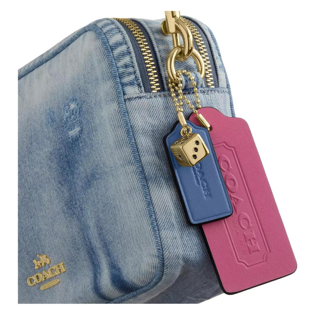 Coach Carey 15 Gold Letter Floating Logo Denim Mini Shoulder Crossbody Bag Women Bags Light-Indigo CEK67-IMNIM