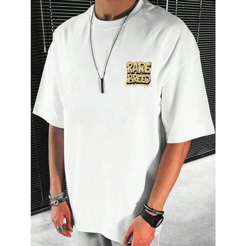 Rare Breed Funny Letter Graphic Print Tshirt Men Cotton Oversize T Shirt Summer Casual Clothes Breathable Tshirts Street Tops