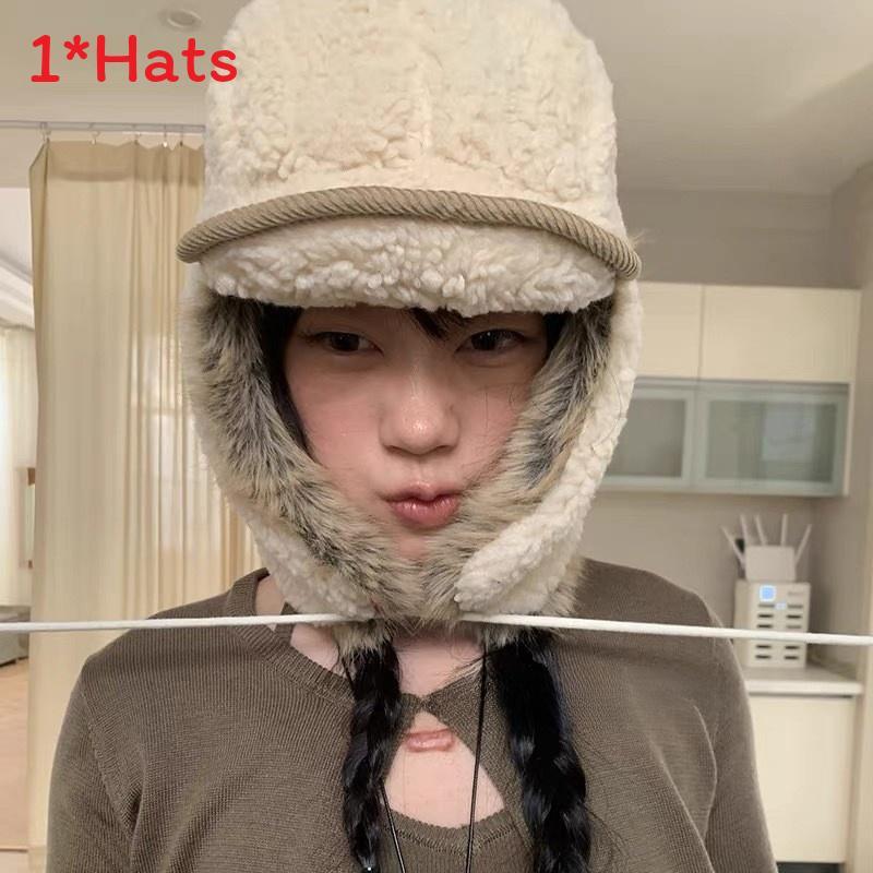 Snowy Winter Beanie Hat With Foldable Sheep Wool Earmuffs For Men And Women