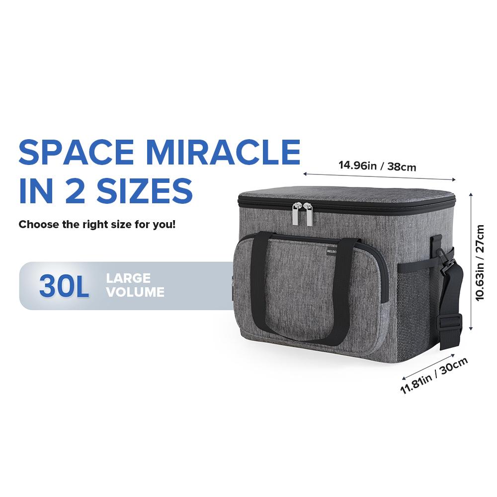 30L Oxford Insulated Cooler Bag For Camping Picnic, Adjustable Shoulder Strap & Built-In Bottle Opener, Leakproof Picnic Bag