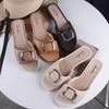 Yuzhihao Women's Summer Thick-Heeled Slippers with Square Buckle
