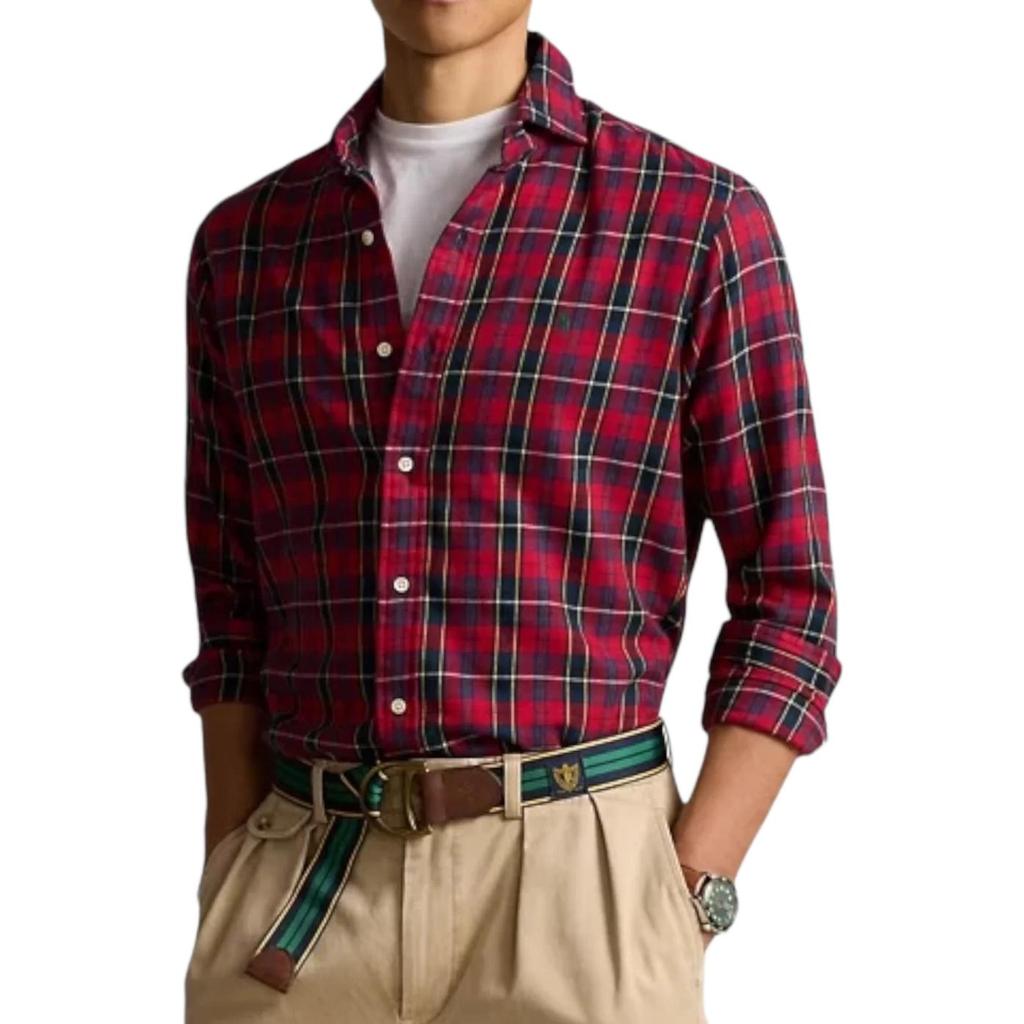 Polo Ralph Lauren Plaid Twill Button-Down Long Sleeve Shirt Men Shirts Red 710922281-004