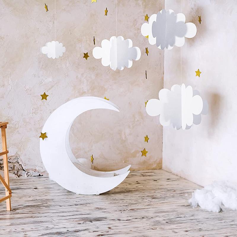 16 Pcs 3D Cloud Decorations White Hanging Clouds For Ceiling Cloud Party Decorations Cloud Ornaments Hanging Ceiling Decoration