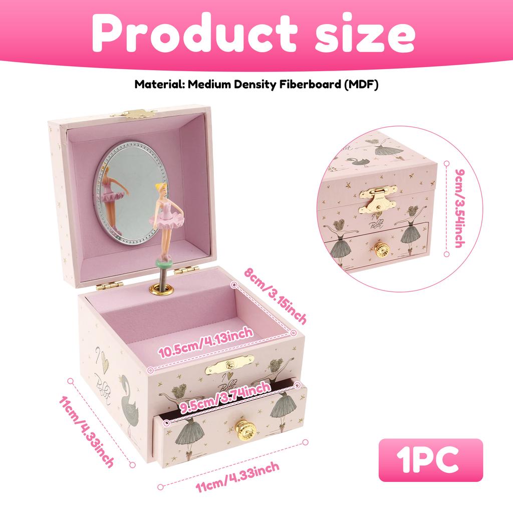 Jewelry Storage Box 4 Inch Ballerina Black Swan Music Box Girl Present Organizing Necklace Bracelet Home Decor Kid Music Box