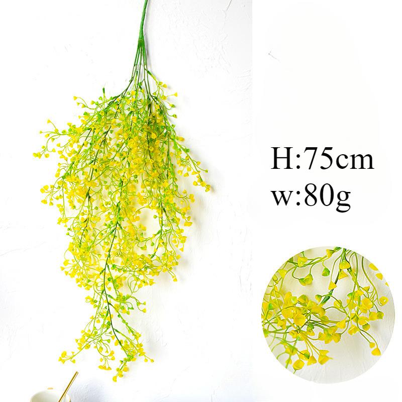 

75 см Искусственная лоза золотой плакучей ивы, зеленое растение, настенная подвеска, цветочная лоза, настенная подвесная корзина для гостиной, ПЭ лоза, украшение жёлтый