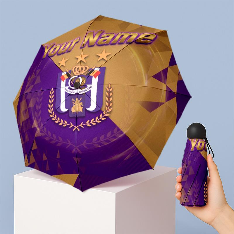 Anderlecht FC Manual Five Fold 8 Rib Umbrella Support Custom Text, Lightweight Travel Umbrella