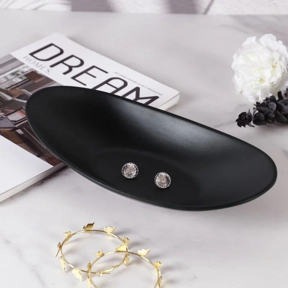 Oval Jewelry Tray Black Key Tray Hotel Tableware Decor Bowl  Key