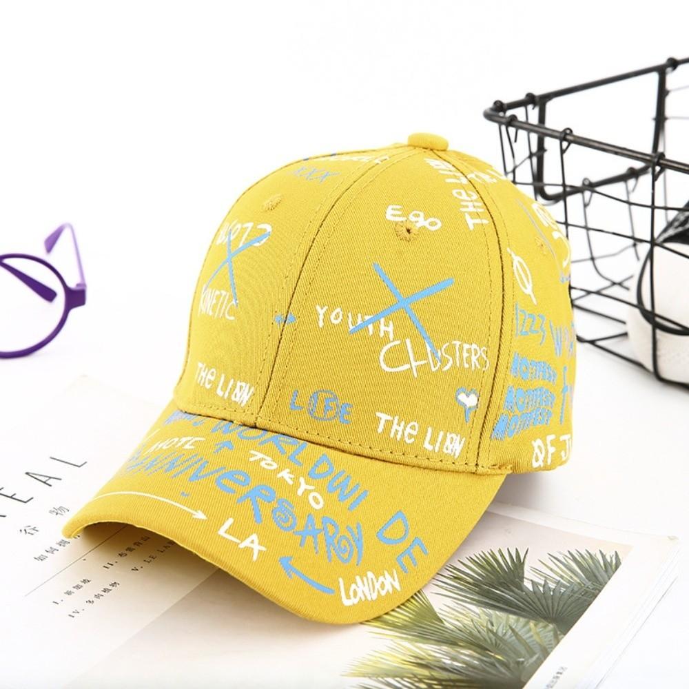 Trendy Adjustable Baseball Cap Breathable Sun Protection Graffiti Print Cap Hip Hop Sunshade Hats for Boys Girls