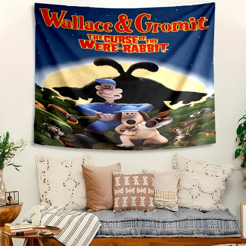 wallace & Gromit Tapestry, Wall Hanging Tapestry, Pattern Tapestry for Dorm Bedroom Living Room Wall Art Photography Backdrop