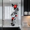 Rote Rosenranken Glasaufkleber für volltransparente Badezimmer, Romantische Dekorative Aufkleber