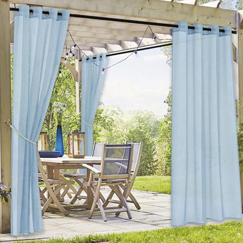 1PC Waterproof Outdoor Curtains Lightweight Semi-Transparent Partition Curtain Perfect for Living Room Porch and Pergola Decor