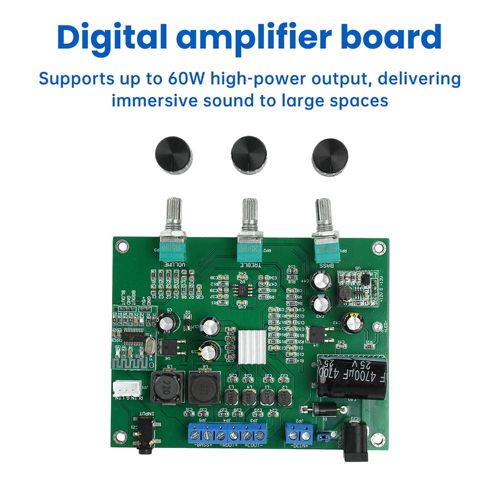 DC 9-18V 2.1 Channel Bt 5.4 Digital Amplifier Board High-Power 2 * 15W+30W Fever Subwoofer Module