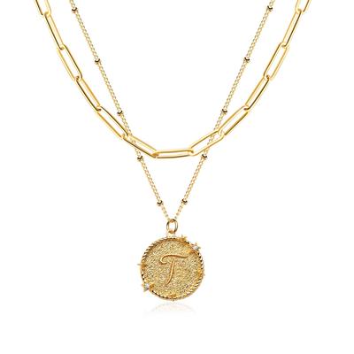 MTMY Layered Initial Necklace Set Gold CZ Initial Pendant 14k Plated Dainty Paperclip Link Chain Choker Personalized Jewelry Birthday Gift for Women T
