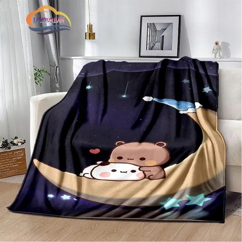 Cartoon Print Bear and Pa Blanket Cute Bubu  Dudu Series  Kids Warm Flannel Soft Comfortable Home Bed
