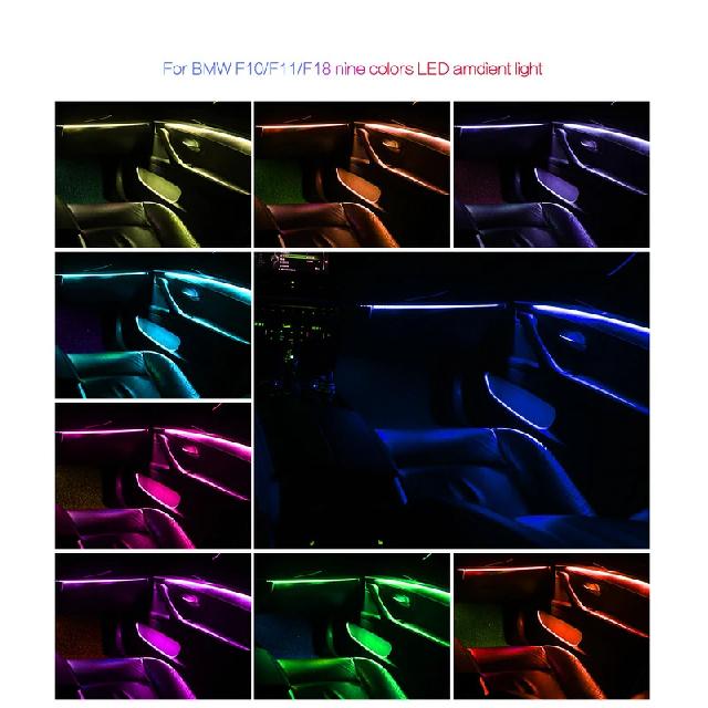Interior Neon Ambient Light 12V RGB Decorative Led Stripe 9 Colors Decorative Lighting For BMW 5 Series F10 F11 2010-2018
