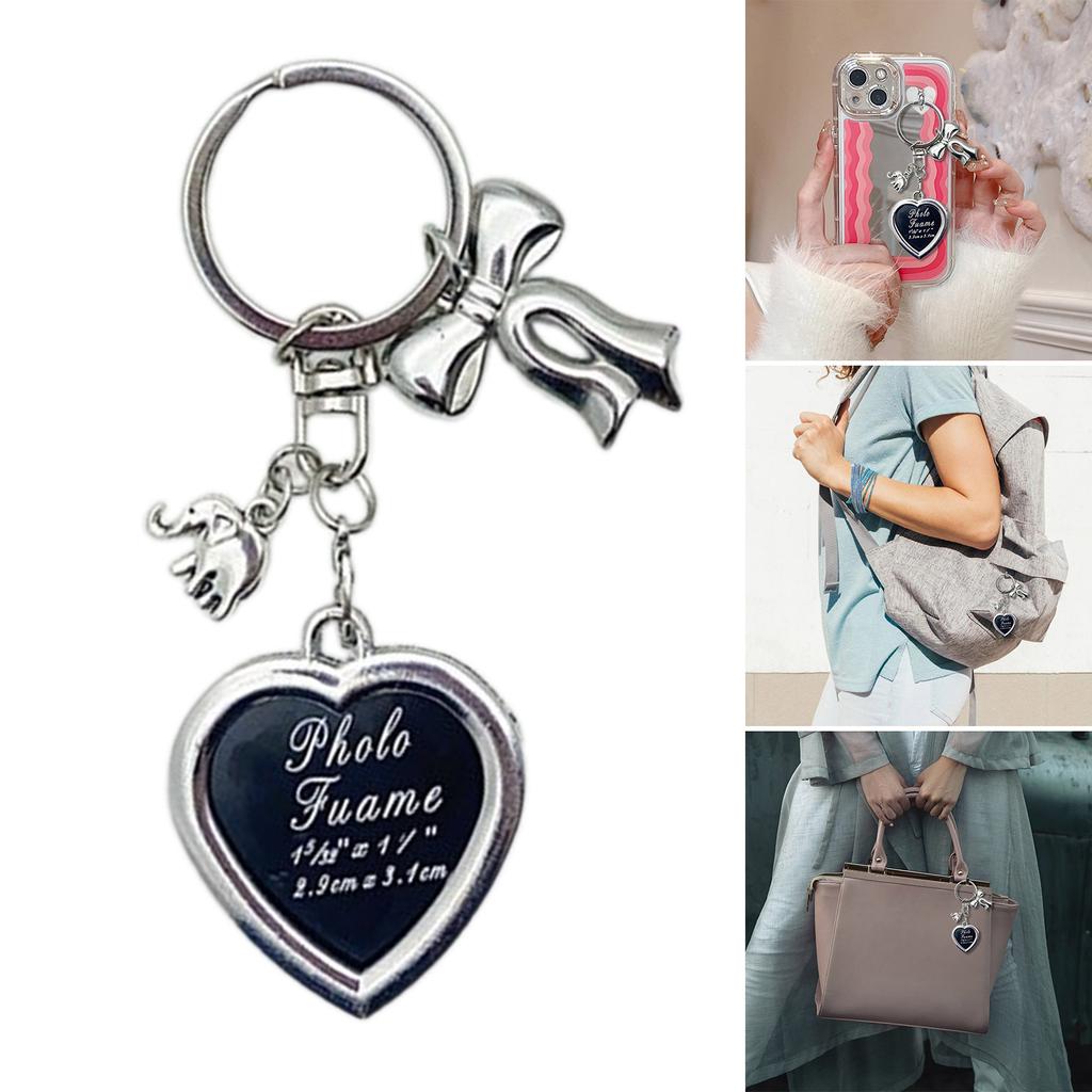 Photo Frame Love Heart Pendant Keychain Sturdy Alloy Charm Fashion Accessory for Men and Women Stylish Outfits