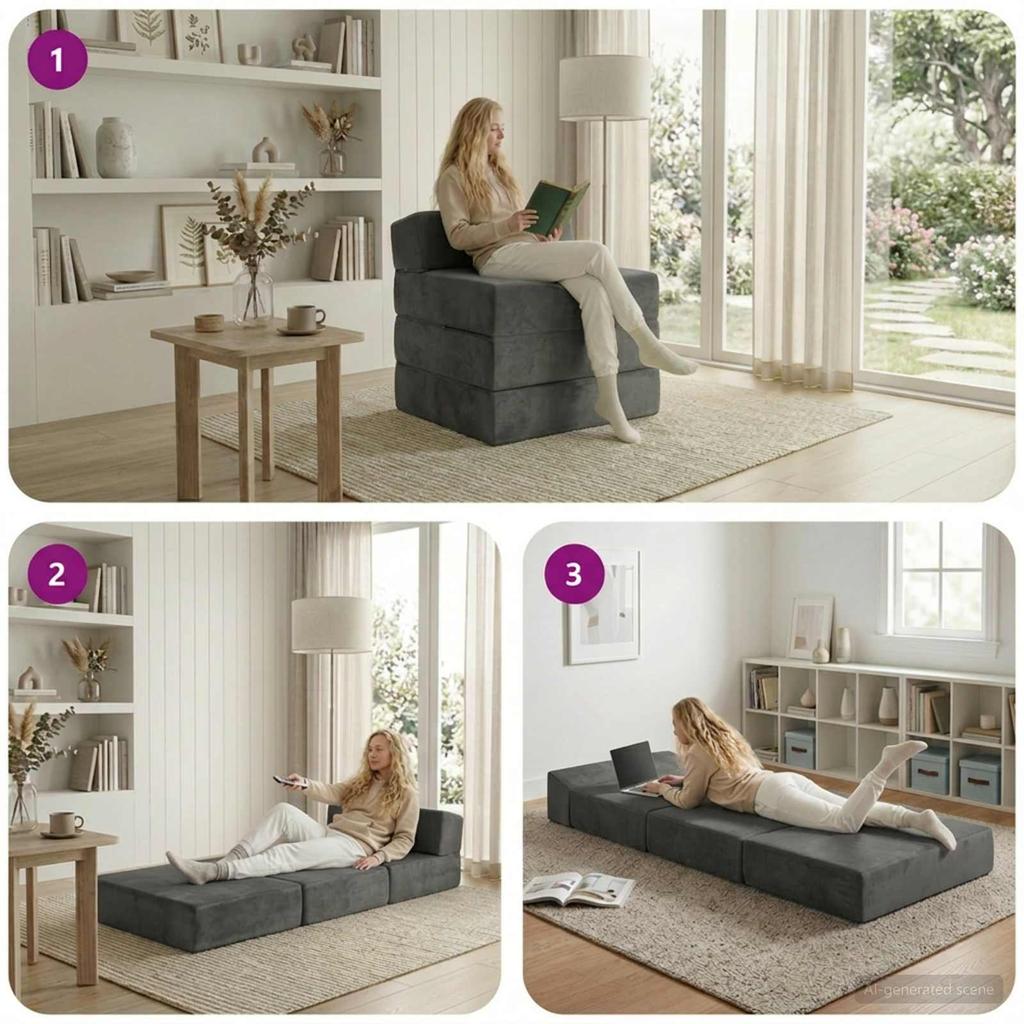 Folding Sofa Bed Dark Grey 200 x 70 x 15 cm Velvet
