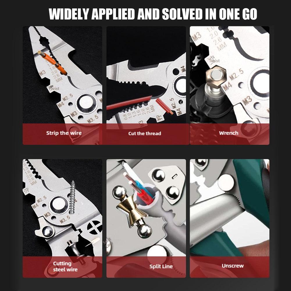 Multifunctional Pliers Crimper Cable Cutter Adjustable Automatic Wire Stripper Stripping Crimping Pliers Terminal Hand Tool