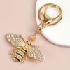 Diamond Studded Metal Bee Keychain Small Pendant Bag, Car Key Decoration Pendant, Trendy Retro Style