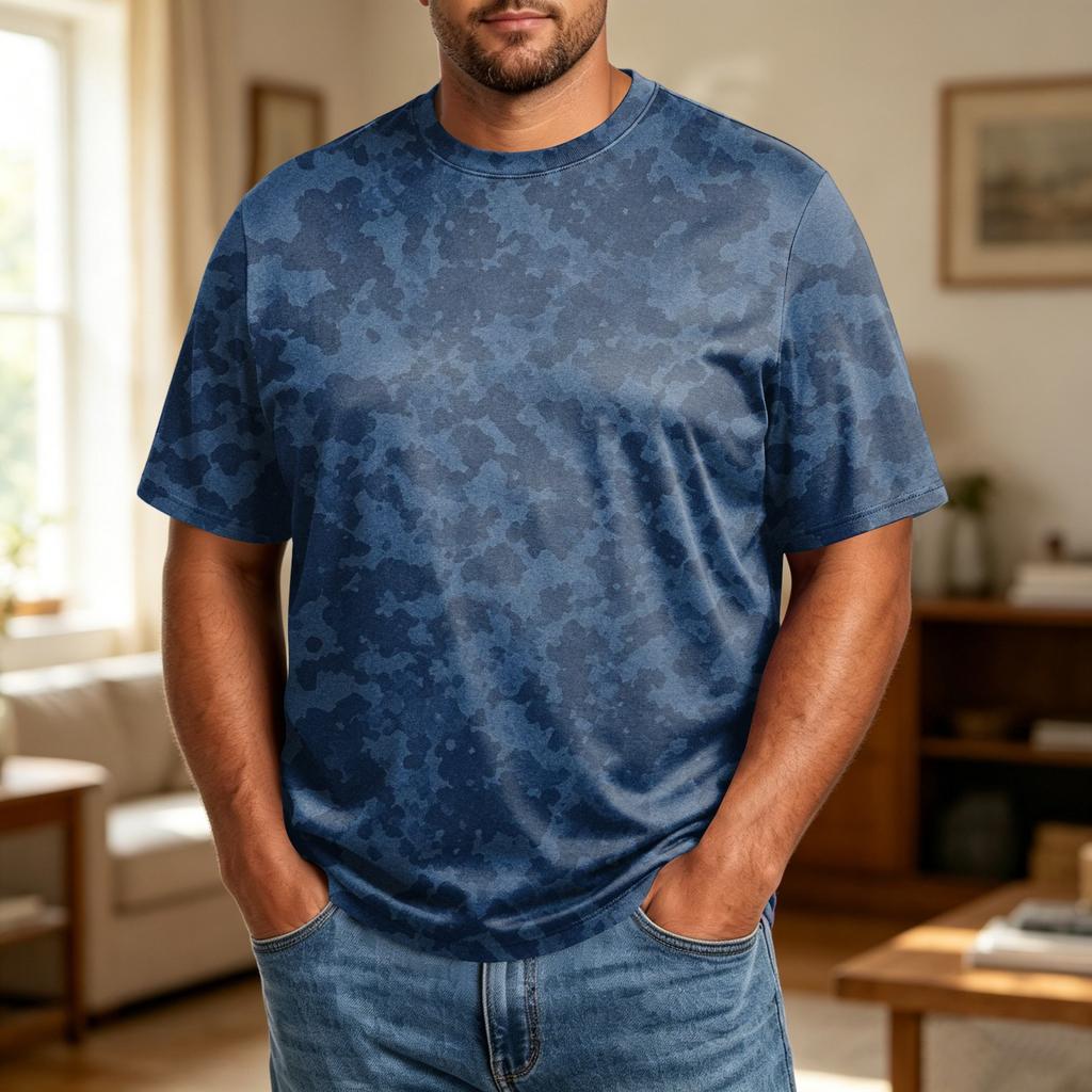 Men's Big Size Comfortable Breathable Casual Loose Fit T-Shirt Soft Fabric Crew Neck Short Sleeve Top for Everyday Wear