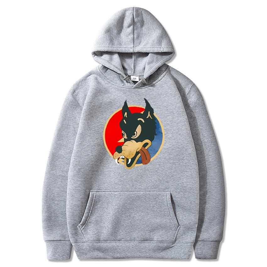 2025 Autumn/Winter Solid Color Wolf Head Classic Hoodie Men's Daily Casual Harajuku Hoodie Y2K Street Wear Warm Hoodie